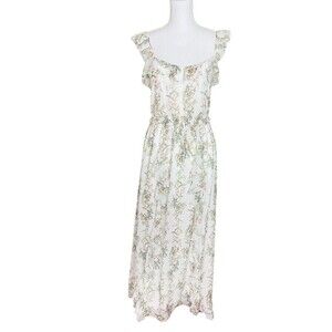 Gal Meets Glam Isabella Floral Dress Women’s Size 2 White Ecru Ruffle Cross Back